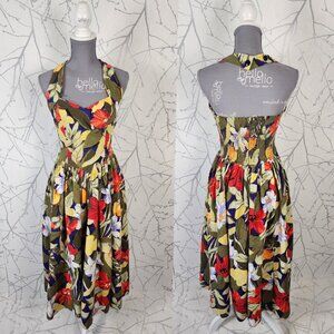 Pantel VTG 1950's Colorful Floral Halter Fit & Flare Dress